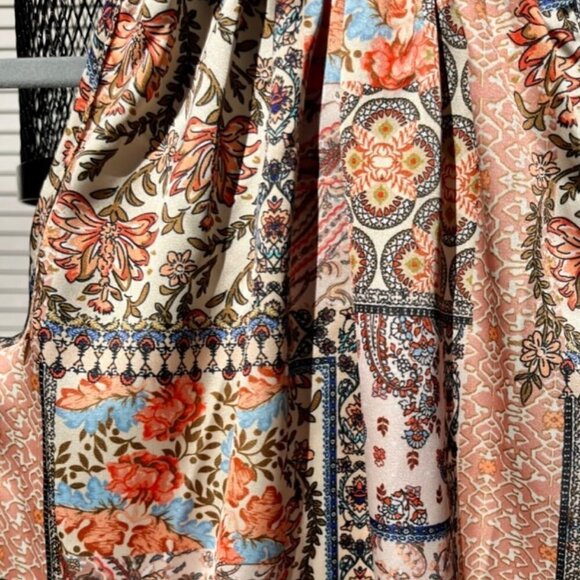 Rachel Zoe Women’s Medium Floral Satin Halter Lrg Back Tie Sleeveless Top Blouse - Picture 4 of 11